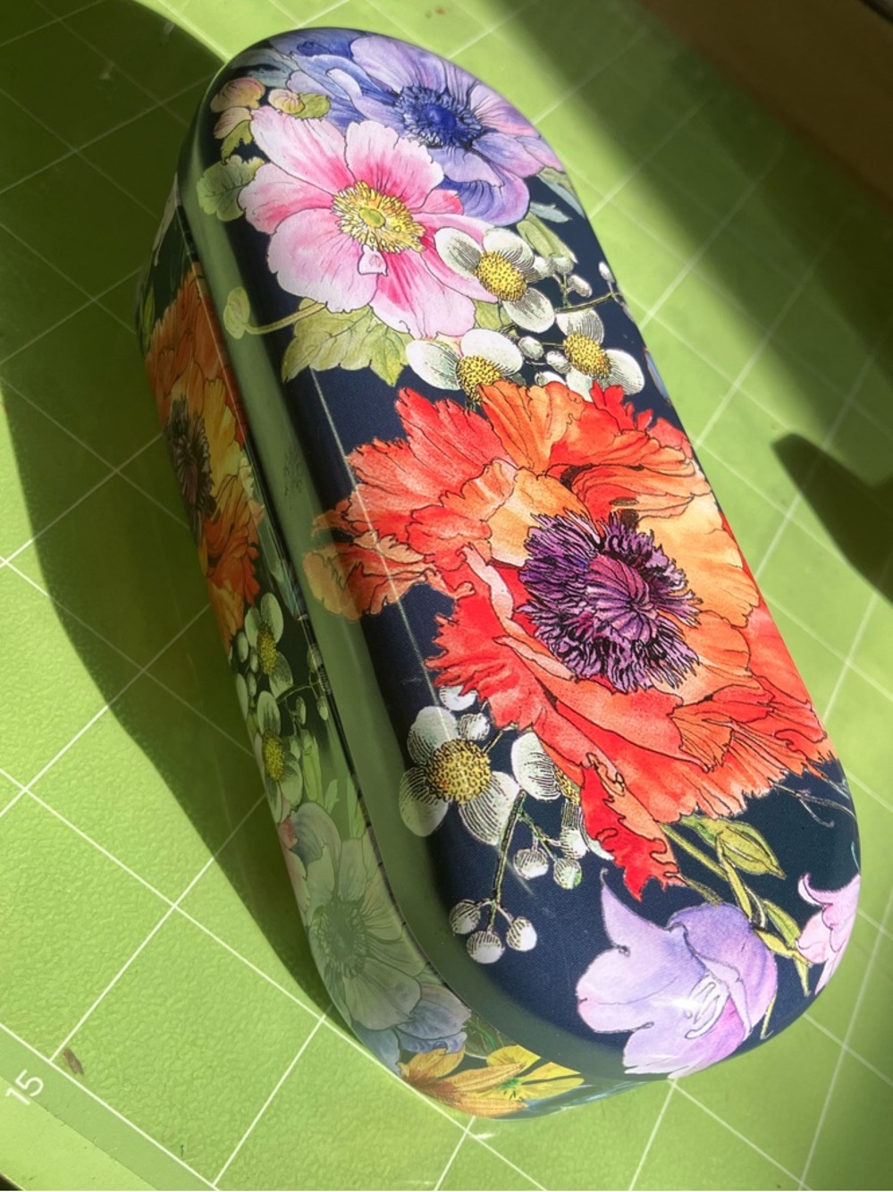 Brighton Floral Eyeglass Case in Midnight Blue with Red, Purple, Pink Flowers
